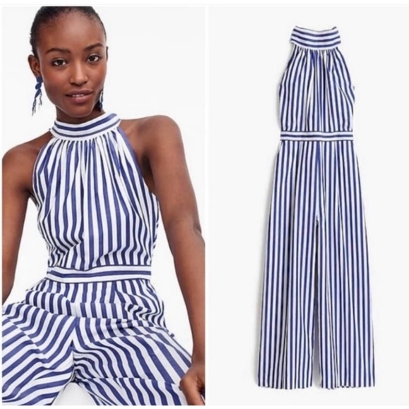 J. Crew Striped Halter Wide Leg Jumpsuit size 4 - Picture 2 of 16